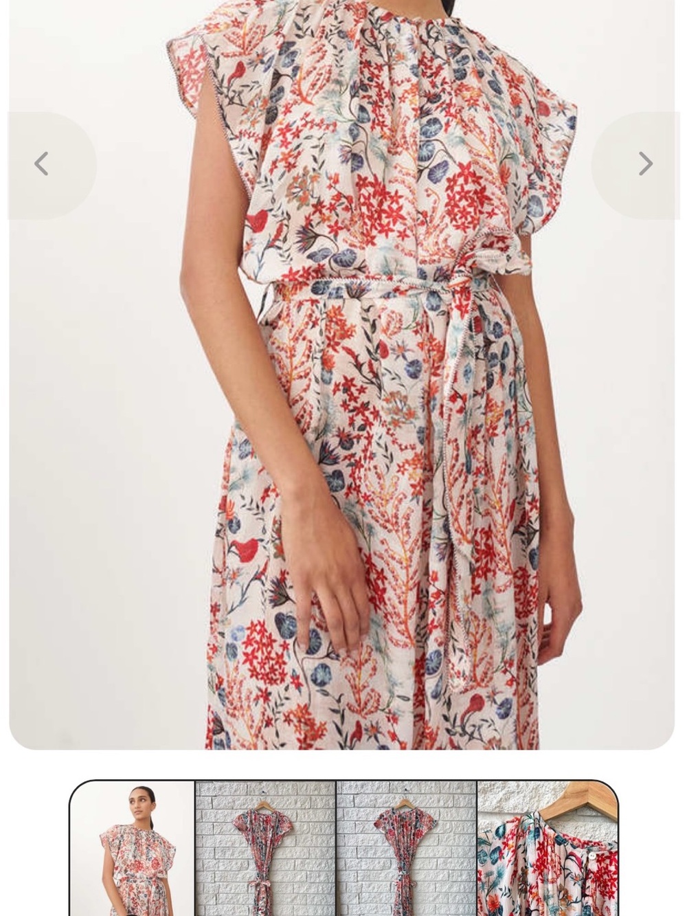 Floral Cream Maxi Dress with Red and Blue Print